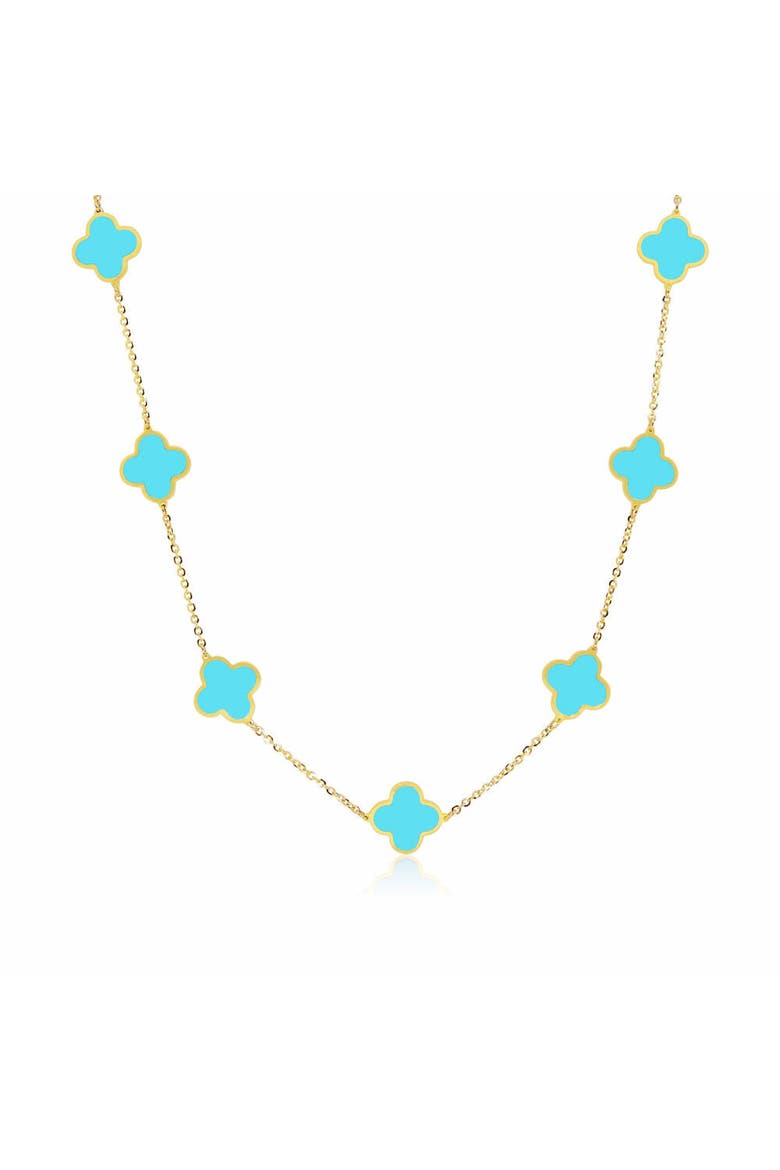 Small Turquoise Clover Necklace, Main, color, Turquoise