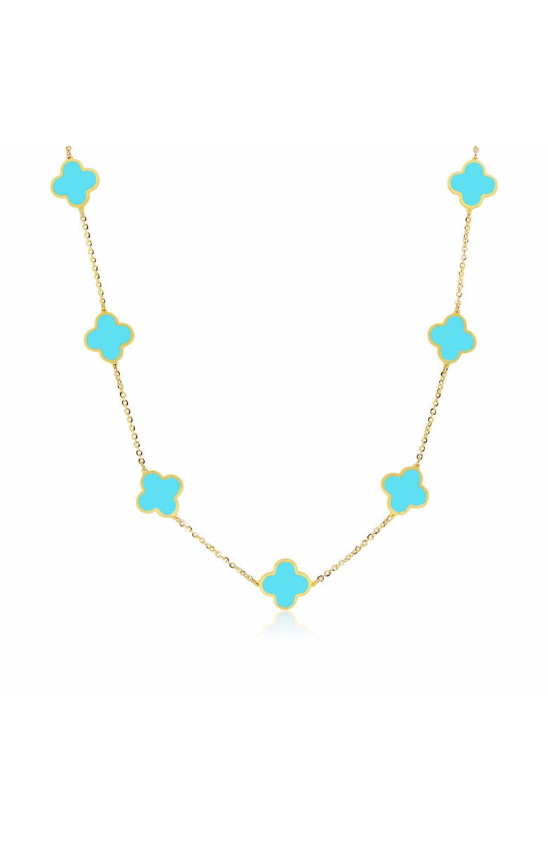 The Lovery Fine Jewelry Small Turquoise Clover Necklace, Main, color, Turquoise