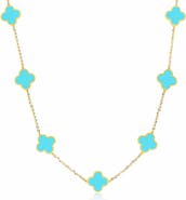 The Lovery Fine Jewelry Small Turquoise Clover Necklace