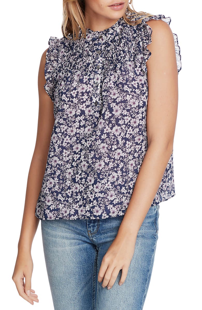 1.STATE Wildflower Bouquet Smocked Yoke Blouse, Main, color, 