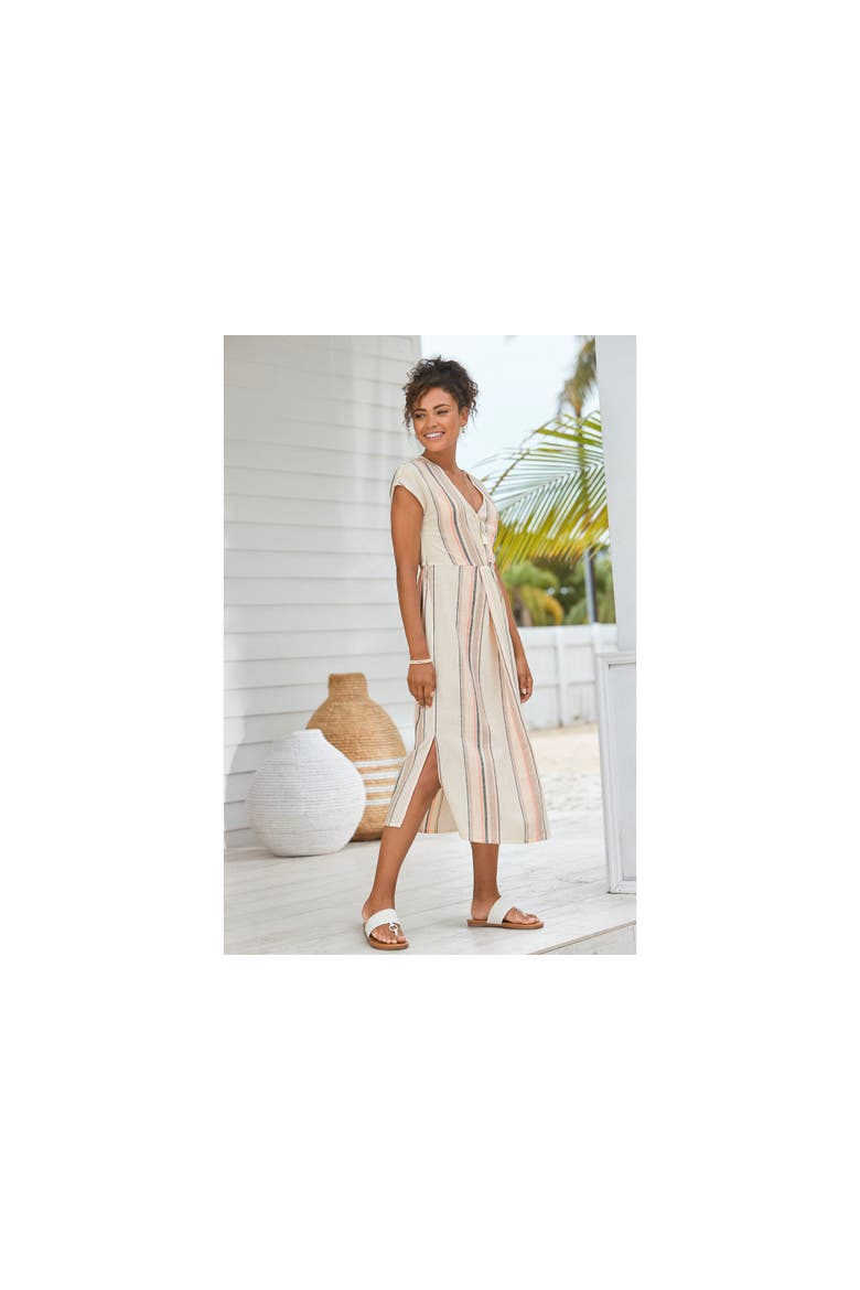 Women's Striped V-Neck Dress, Alternate, color, Multi Striped