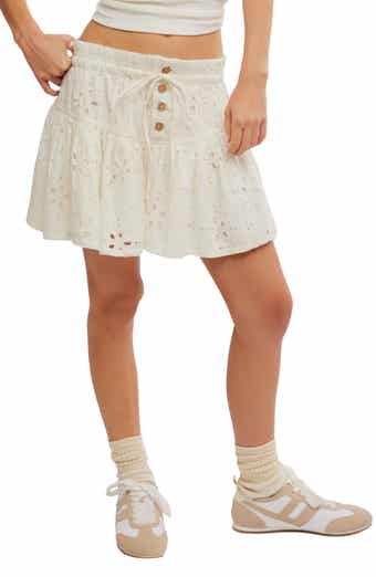Free People Roselle Eyelet Tie Waist Miniskirt