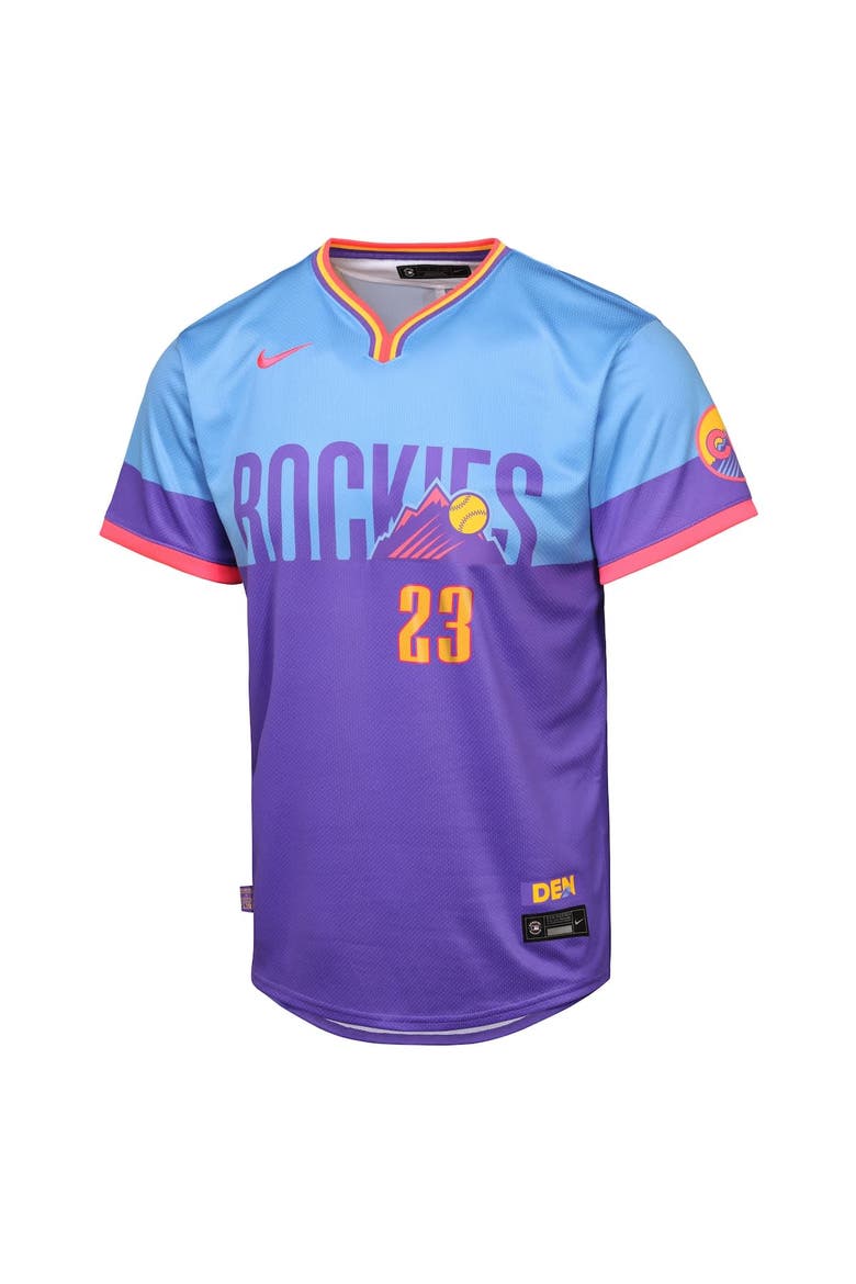 Youth Nike Kris Bryant Purple/Light Blue Colorado Rockies 2025 City Connect Limited Player Jersey, Alternate, color, Purple
