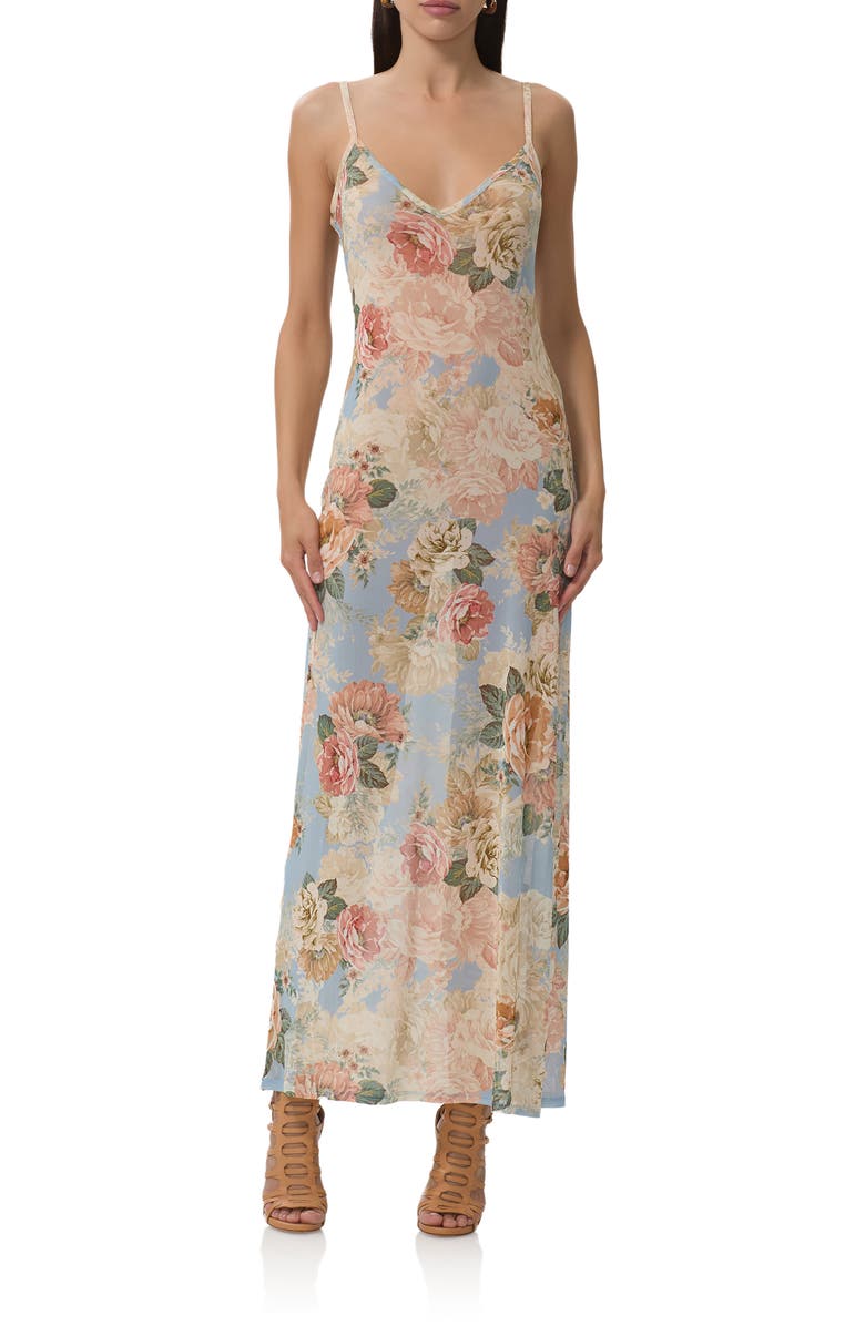 AFRM Paola Floral Print Long Sleeve Dress, Alternate, color, Soft Slate Bloom