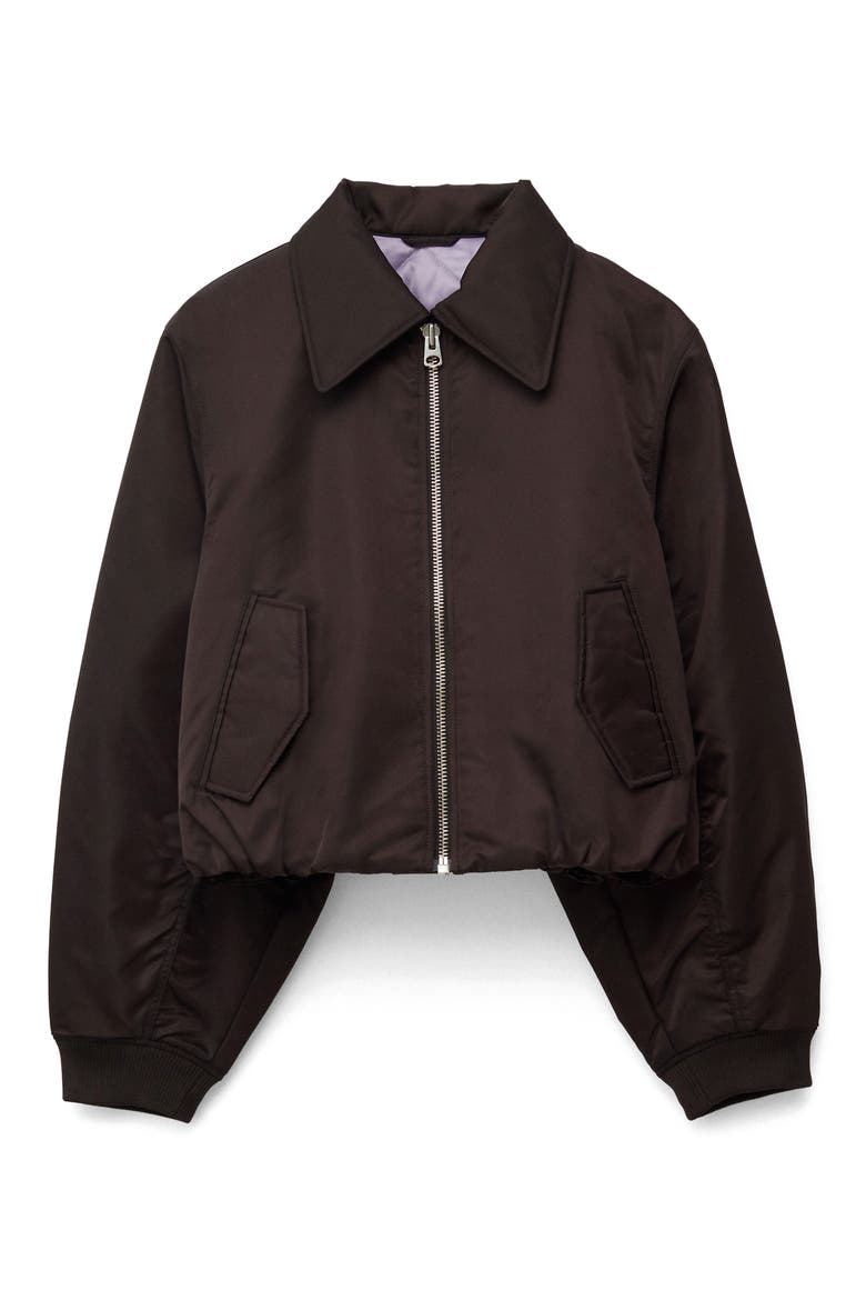 Crop Bomber Jacket, Alternate, color, BROWN DARK