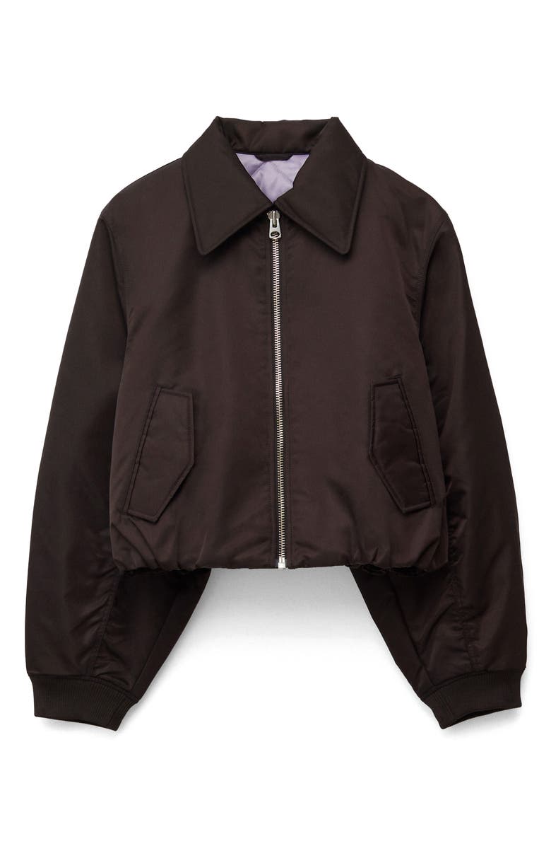 & Other Stories Crop Bomber Jacket, Alternate, color, Brown Dark