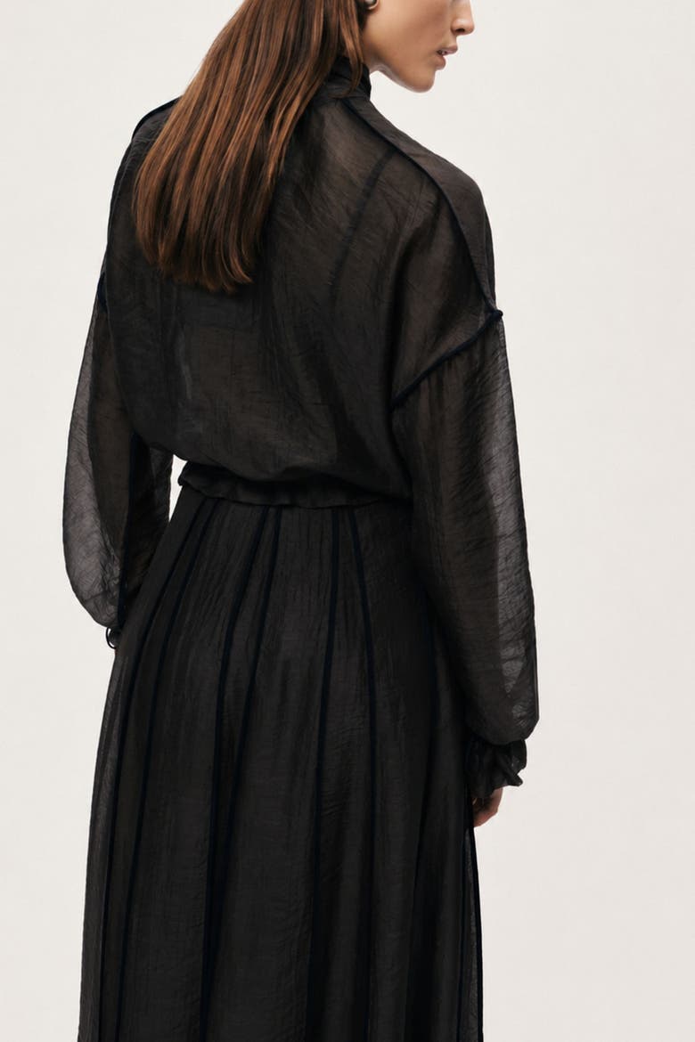 Sheer Zip Front Jacket, Alternate, color, Black