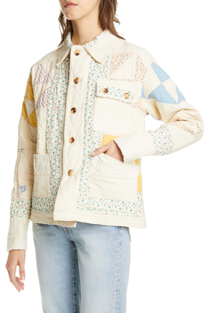 Bode One of a Kind Fan Quilted Workwear Jacket, Alternate, color, 