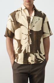 MANGO Regular Fit Short Sleeve Button-Up Shirt