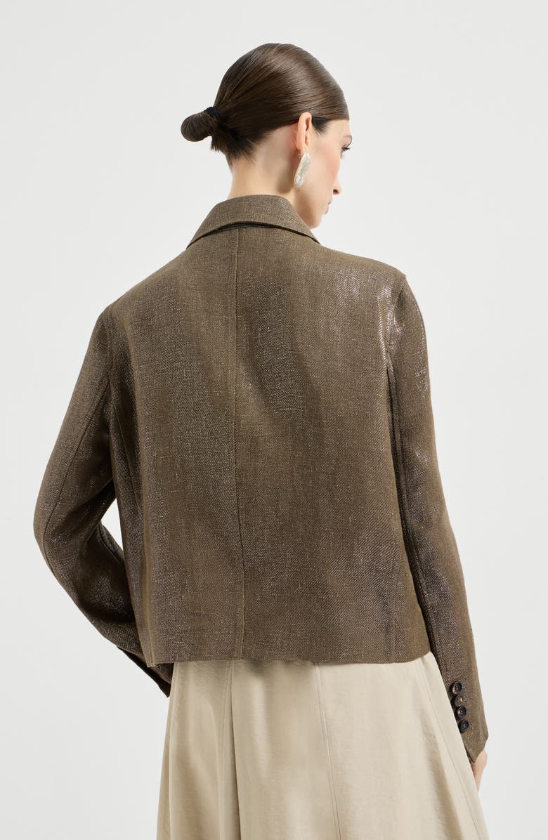 Brunello Cucinelli Linen diagonal blazer, Alternate, color, Mud