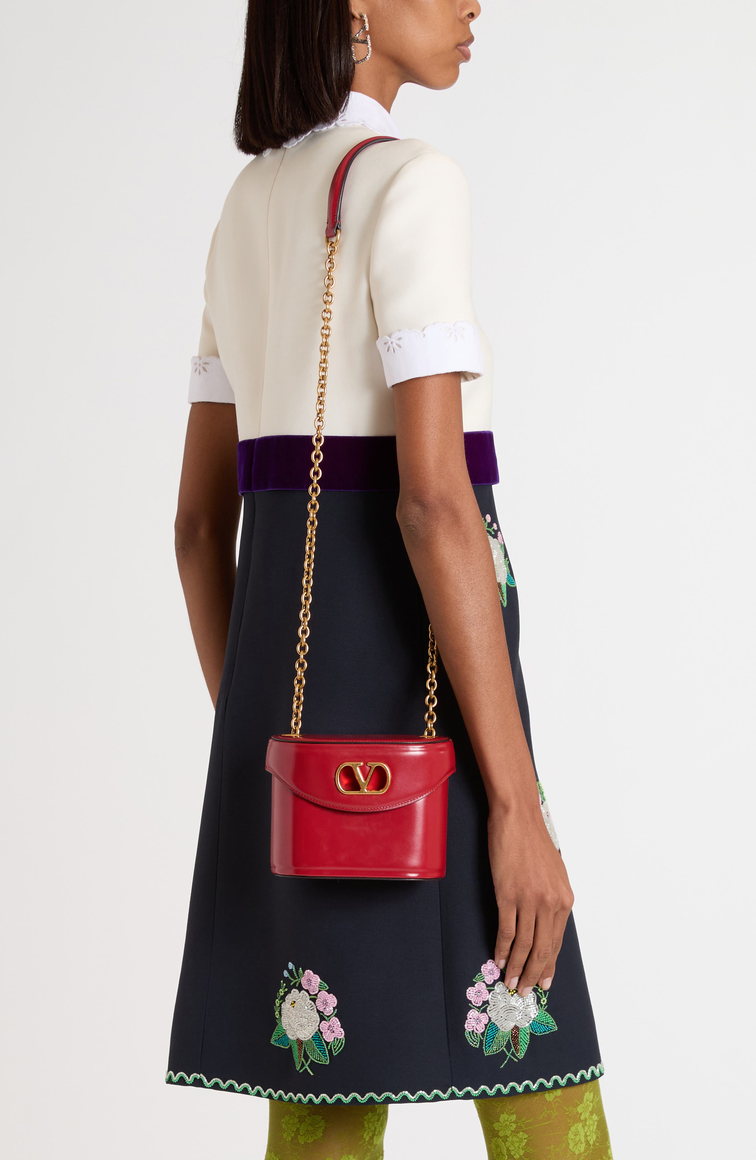 Valentino Garavani Vain Leather Vanity Bag, Alternate, color, Rosso V