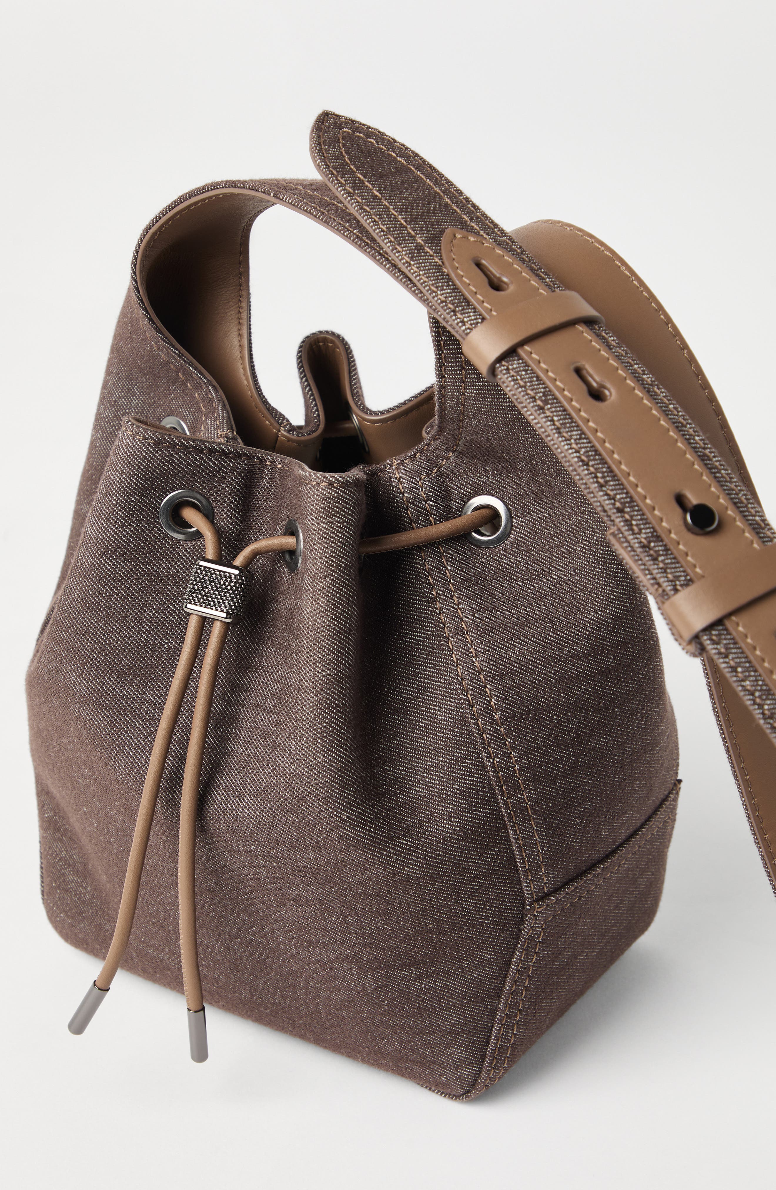 Brunello Cucinelli Denim small BC Duo Bucket bag, Alternate, color, 