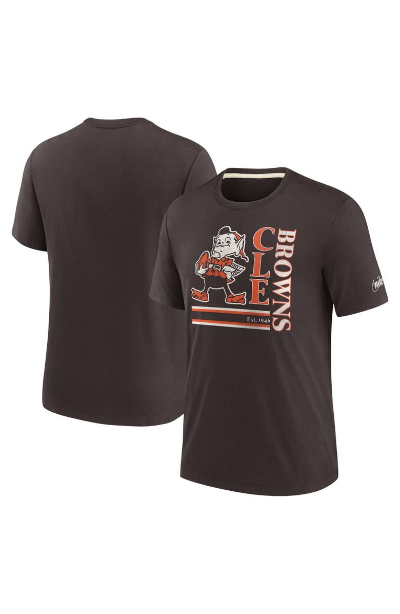 Nike Men's Nike Brown Cleveland Browns Wordmark Logo Tri-Blend T-Shirt, Main, color, 