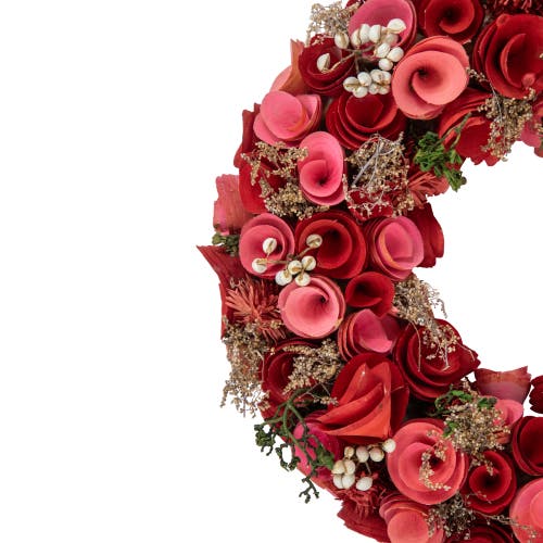 Northlight Wooden Roses Artificial Valentine's Day Wreath In Pink