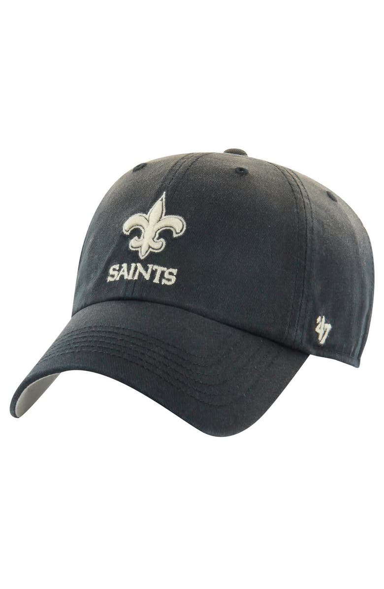 '47 Men's '47 Black New Orleans Saints Dusted Relaxed Clean Up Adjustable Hat, Main, color, Black