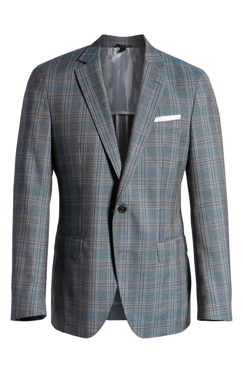 BOSS Hartlay Trim Fit Plaid Wool Sport Coat, Alternate, color,