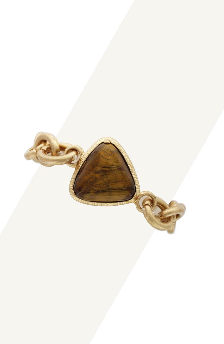 OLIVIA WELLES Geo Stone Bracelet, Main, color, Worn Gold / Brown
