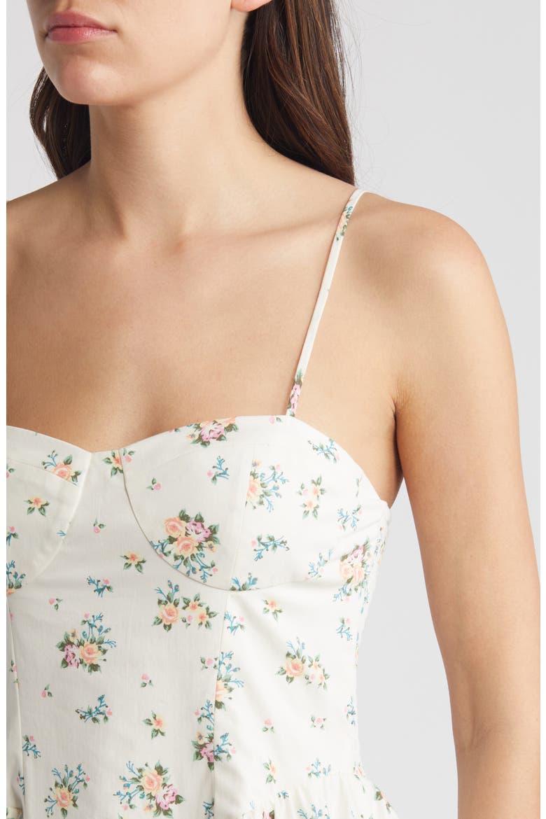 Floral Print Bustier Sleeveless Maxi Sundress, Alternate, color, IVORY DITSY