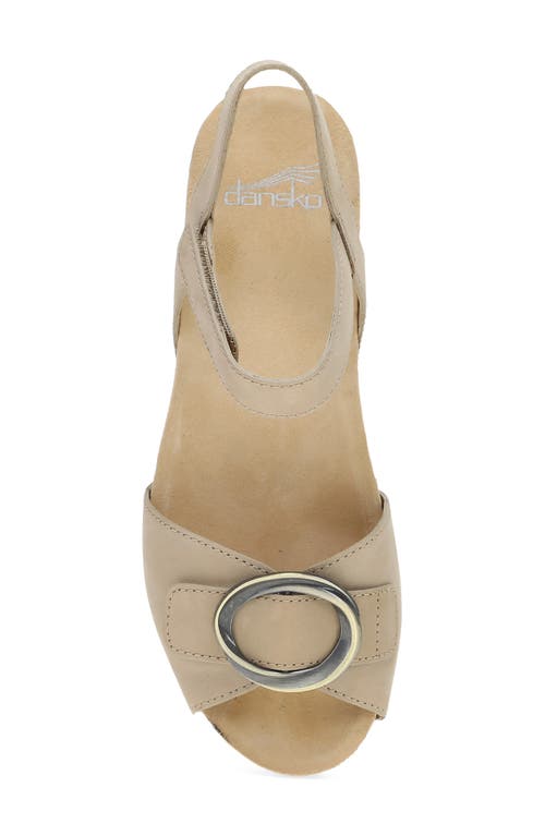 Dansko Stella Ankle Strap Platform Wedge Sandal In Sand Milled Nubuck