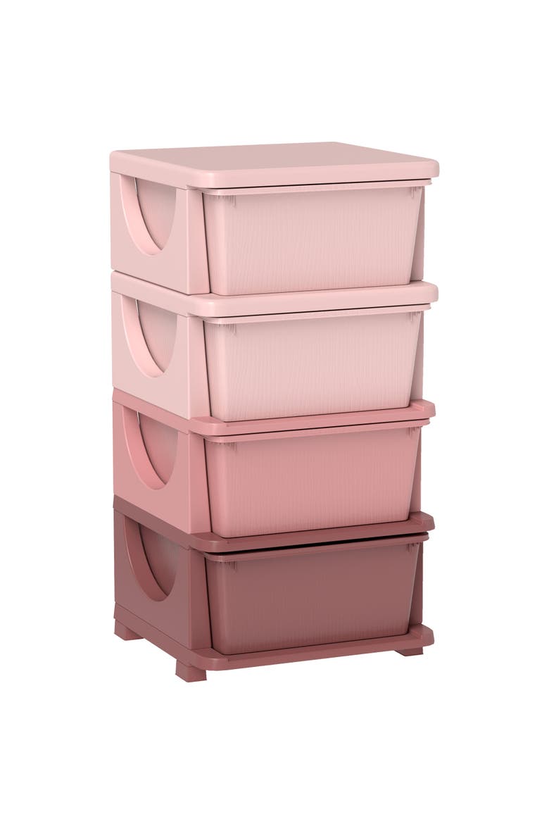 4-Tier Kids Storage Unit with Drawers​, Main, color, Pink