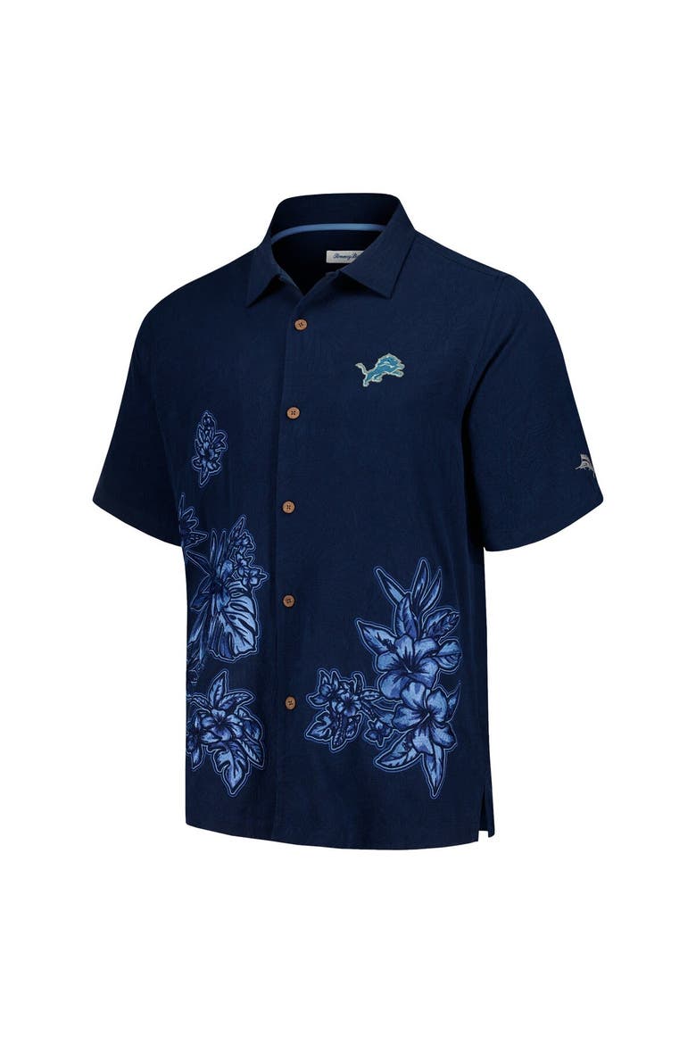 Men's Tommy Bahama Blue Detroit Lions Hibiscus Camp Button-Up Shirt, Alternate, color, Blue