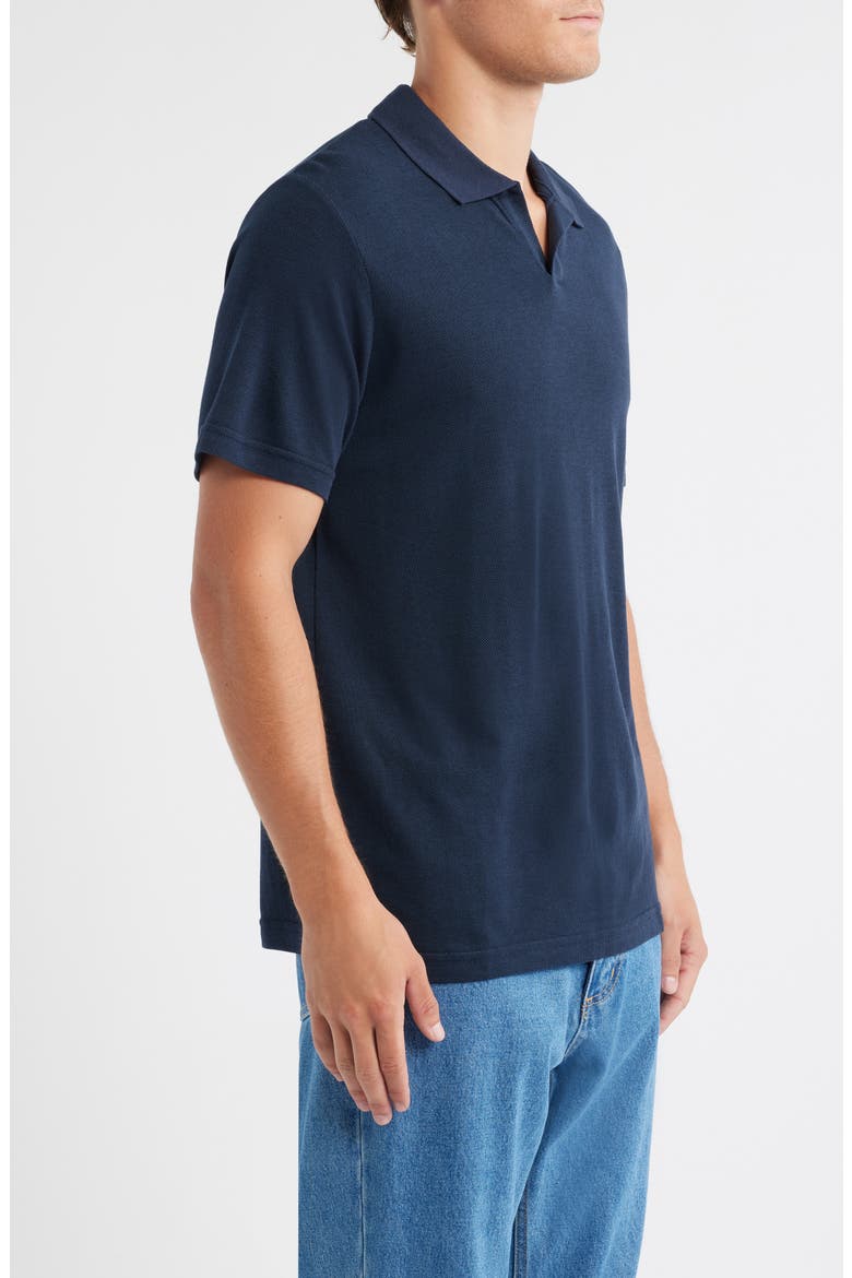 Paul 3462 Johnny Collar Cotton & Lyocell Piqué Polo, Alternate, color, NAVY BLUE