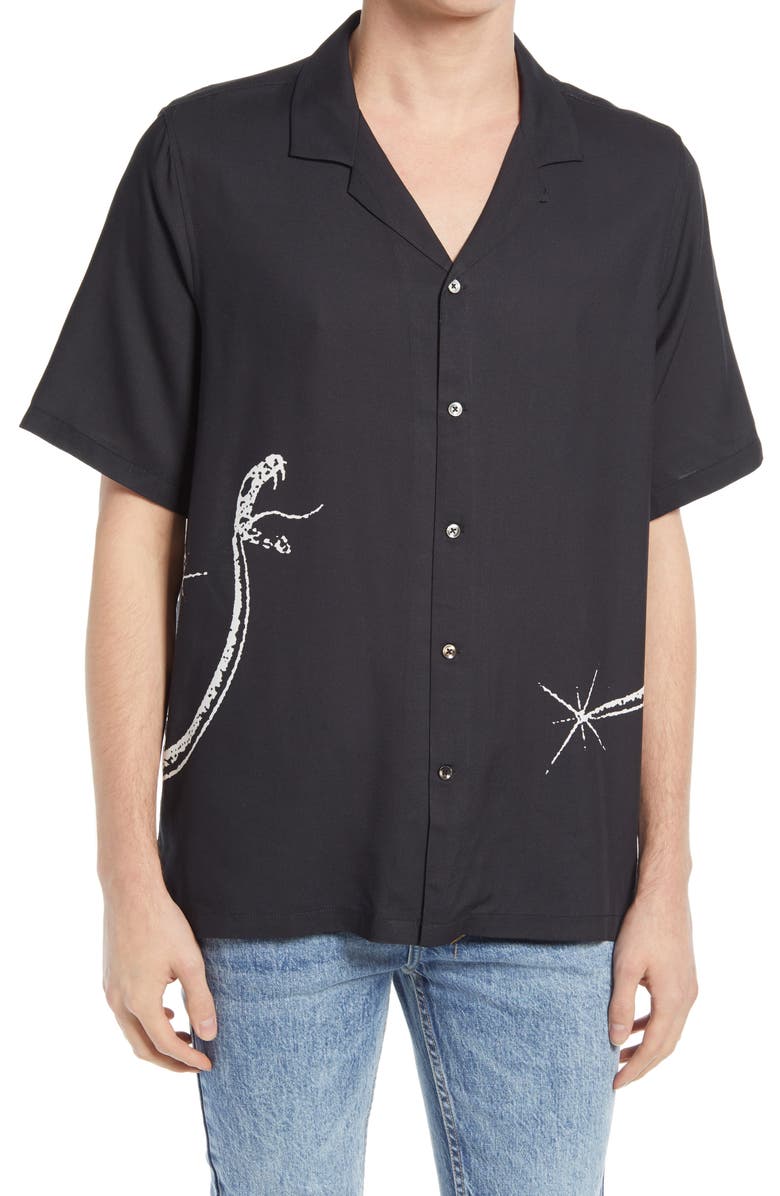 Ksubi Serpent Relaxed Fit Short Sleeve Button-Up Camp Shirt, Main, color, 