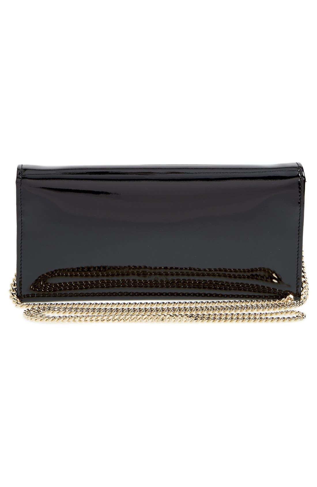 'Milla' Patent Leather Wallet on a Chain, Alternate, color, BLACK