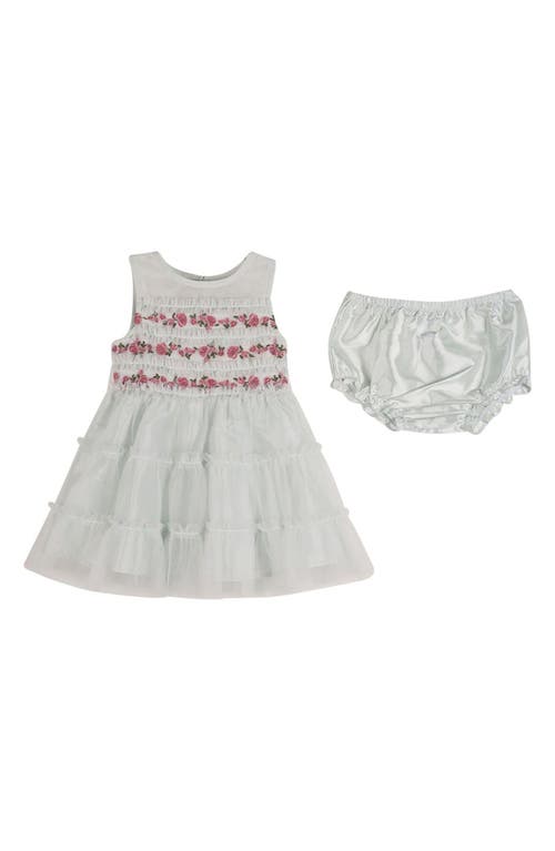 Zunie Embroidered Tiered Mesh Dress & Bloomers in Sage 