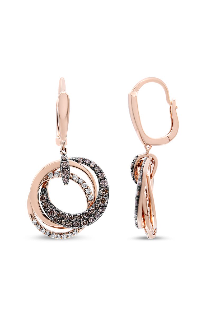 Haus of Brilliance 14K Rose Gold 1.00 Cttw Diamond Hoops and Circle Dangle Earrings, Alternate, color, Pink