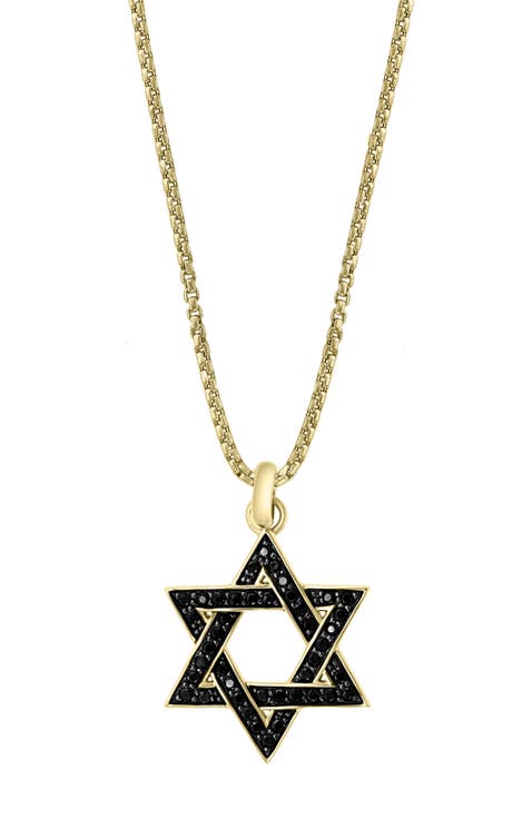 Black Sapphire Star Pendant Necklace in Sterling Silver