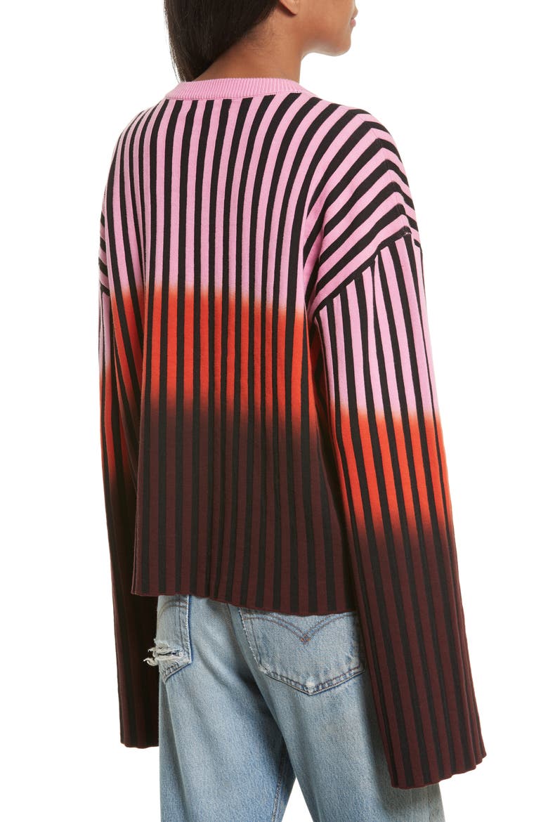 Dip Dye Stripe Crewneck Sweater, Alternate, color, CACTUS PINK MULTI