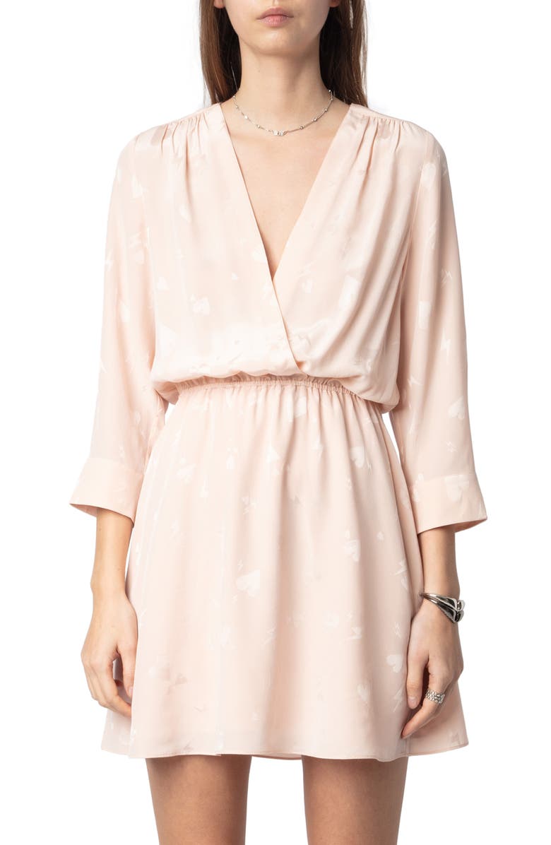 Zadig & Voltaire Rucas Jac Flash Heart Silk Dress, Alternate, color, 