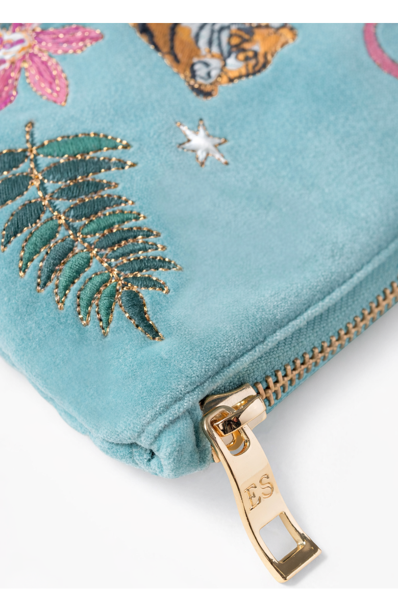 Elizabeth Scarlett Celestial Tiger Velvet Everyday Pouch, Alternate, color, Dusky Teal