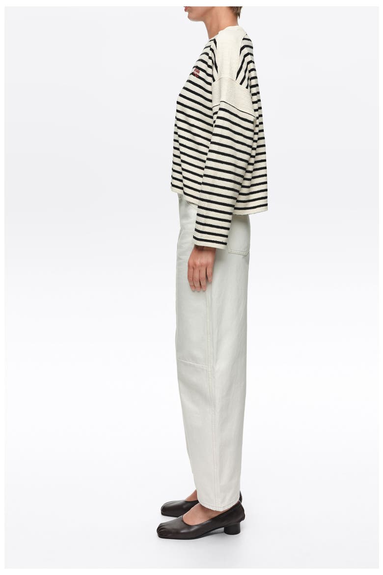 Striped Cotton Boat Neck T-Shirt, Alternate, color, IVORY