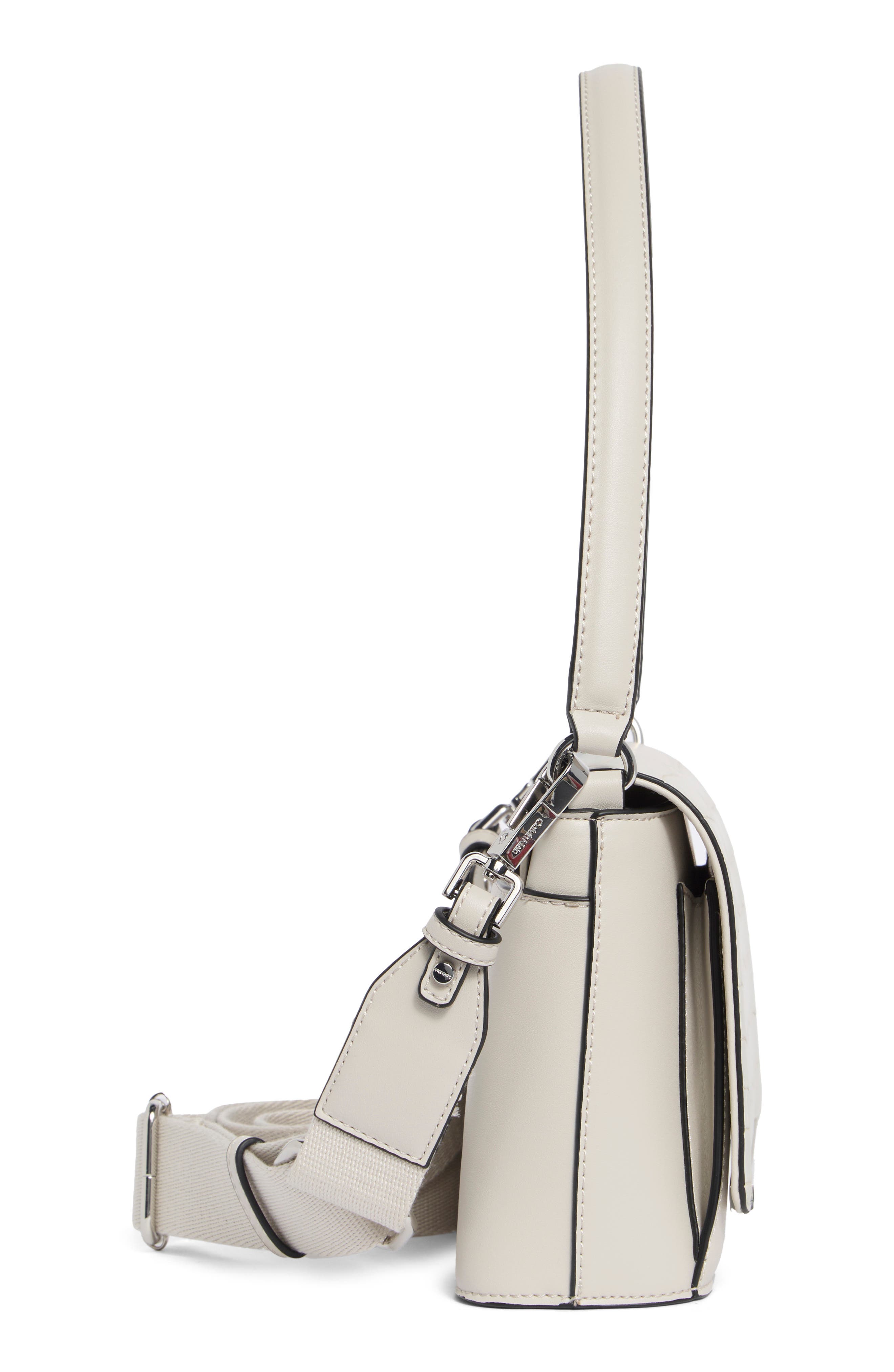 Calvin Klein Alia Croc Embossed Shoulder Bag, Alternate, color, Beach Pebble