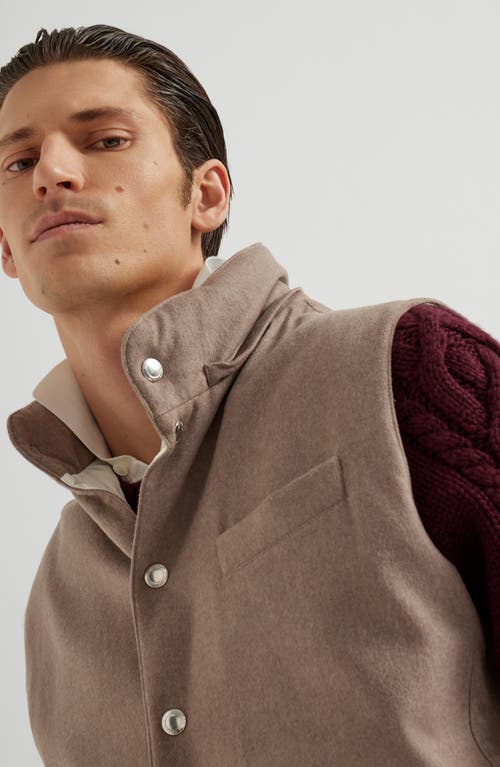 Brunello Cucinelli Wool Down-filled Padded Gilet In Brown
