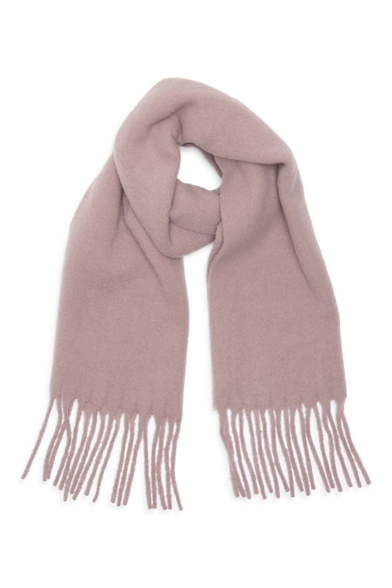 Wool & Alpaca Blend Fringe Scarf, Alternate, color, PINK TIMBER