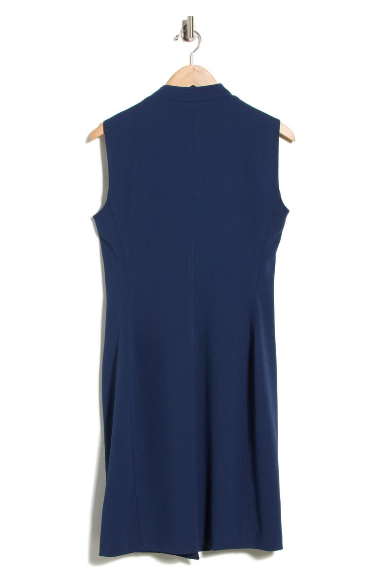 Sleeveless Asymmetric Zip Belted Jacket Dress, Alternate, color, INDIGO