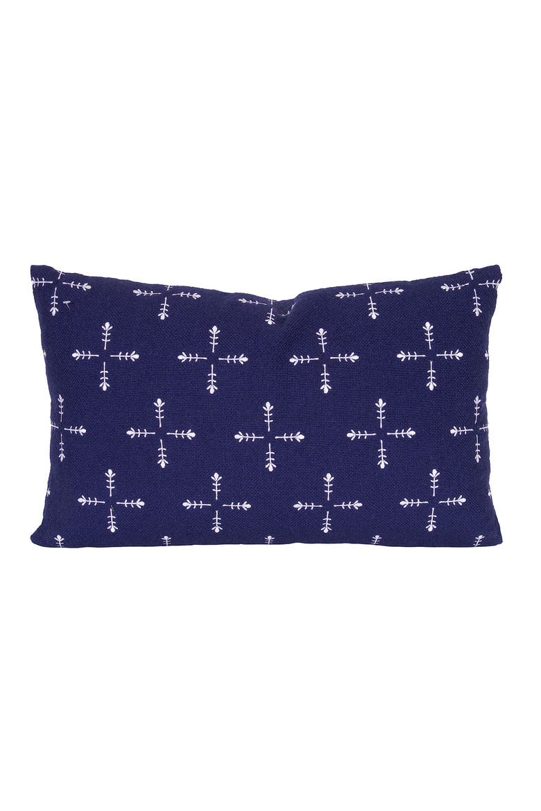 Lana Embroidered Outdoor Navy Mini Accent Pillow 14" x 22", Main, color, Blue
