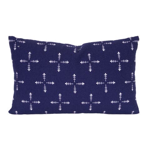 Lana Embroidered Outdoor Navy Mini Accent Pillow 14" x 22"