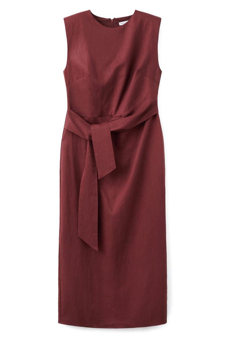Sleeveless Sash Midi Dress, Alternate, color, WINE
