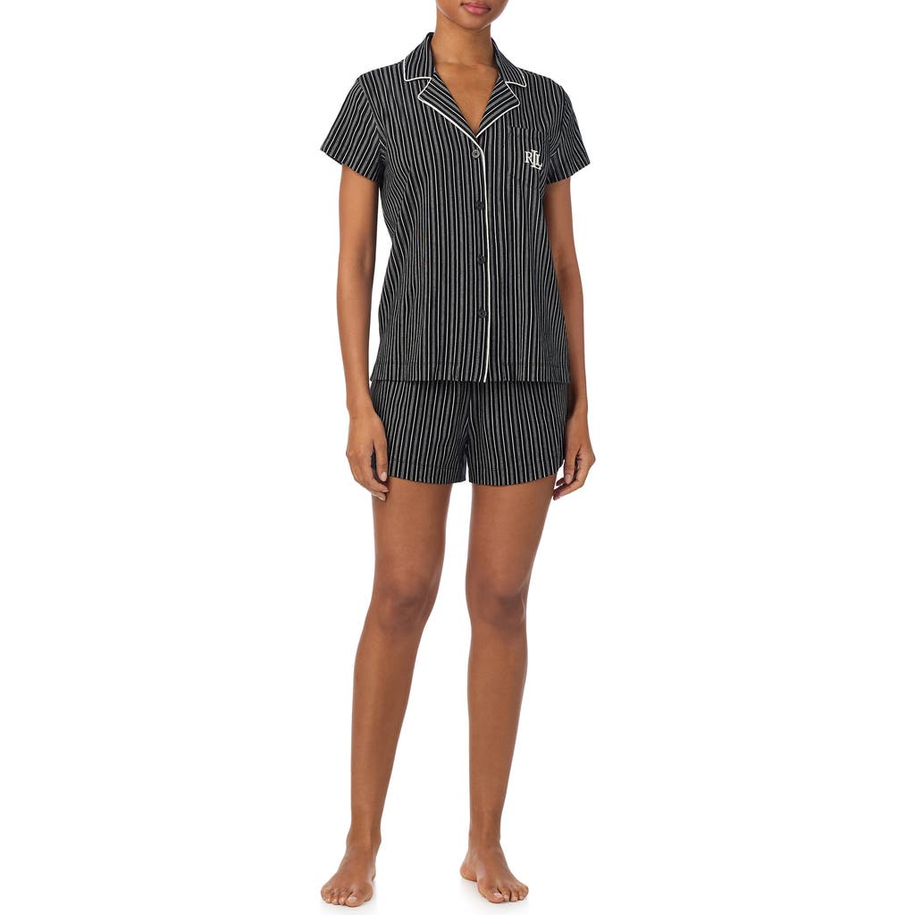 Ralph Lauren Lauren Cotton Blend Short Pajamas In Black