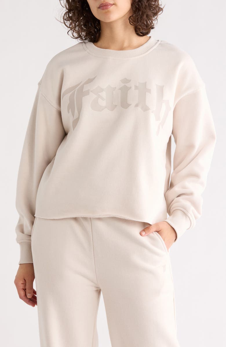 Faith Connexion Logo Crewneck Sweatshirt, Main, color, Crystal Gray/ Magnolia