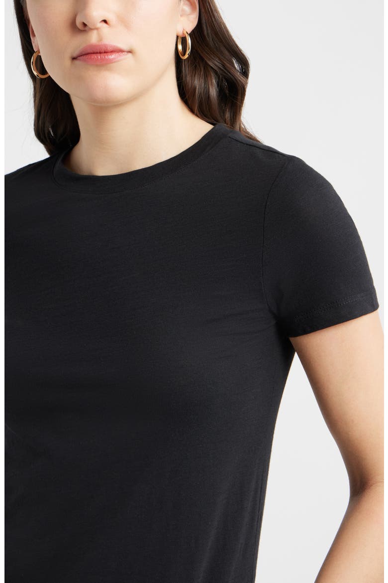 Cotton Blend Crewneck T-Shirt, Alternate, color, BLACK