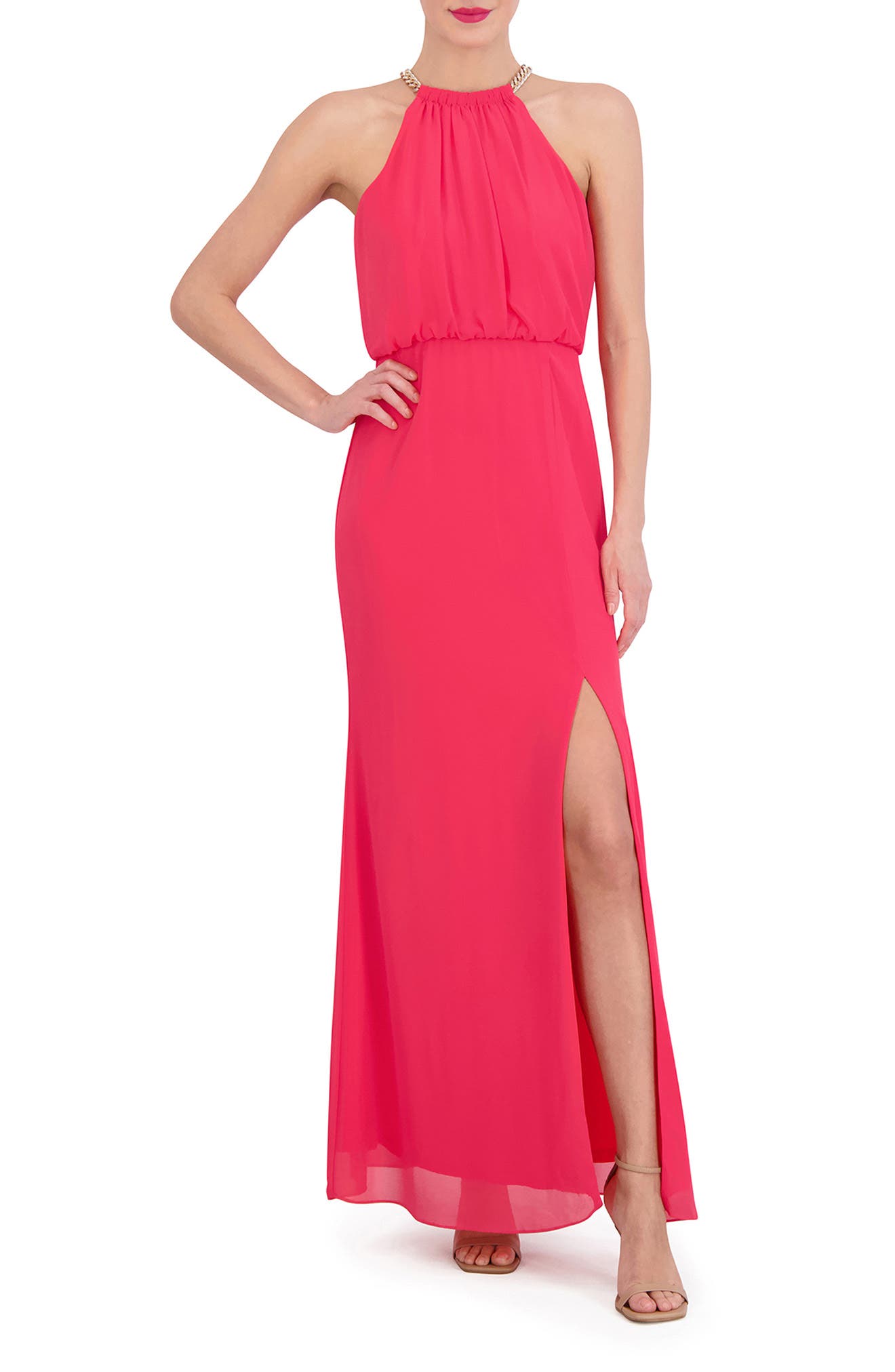 Vince Camuto Chain Detail Blouson Gown