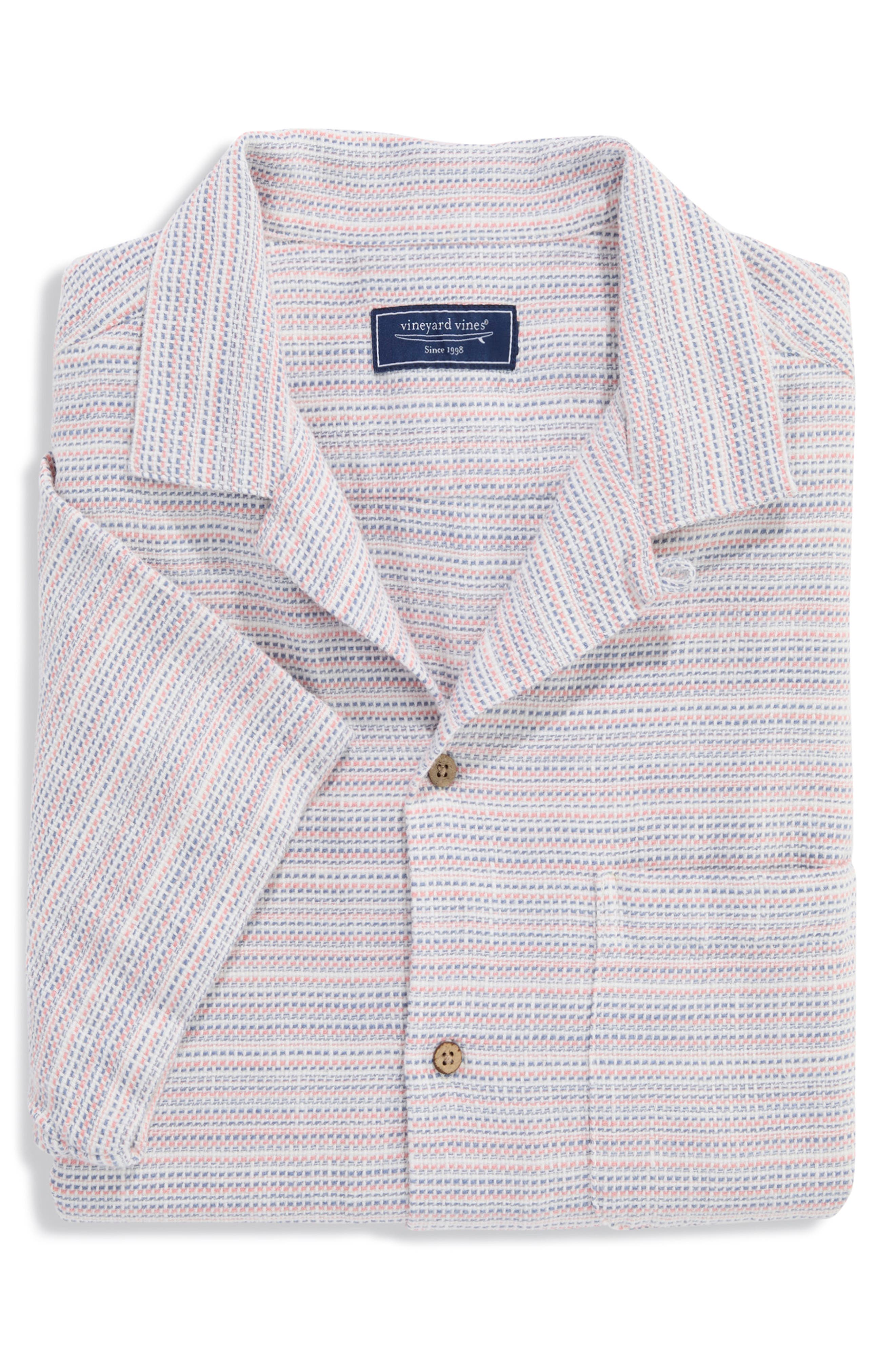Coral Stripe Cotton Camp Shirt - image 2