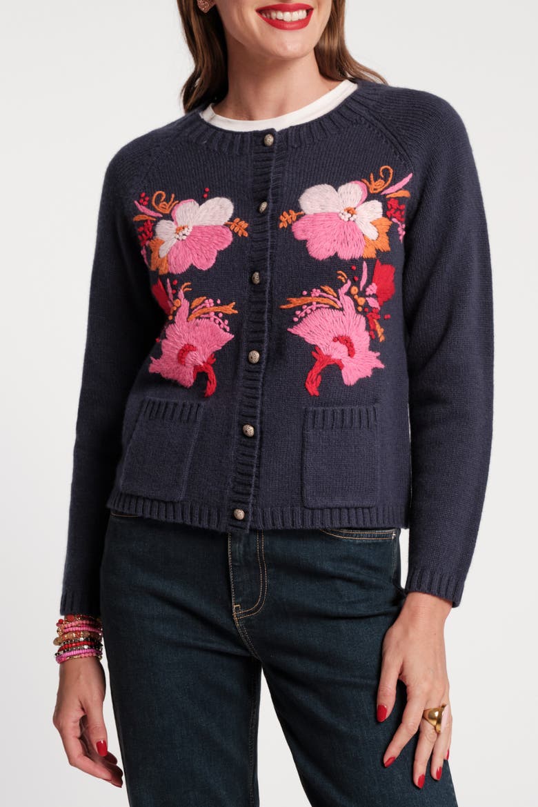 Bouquet Cardigan, Main, color, Navy/Pink