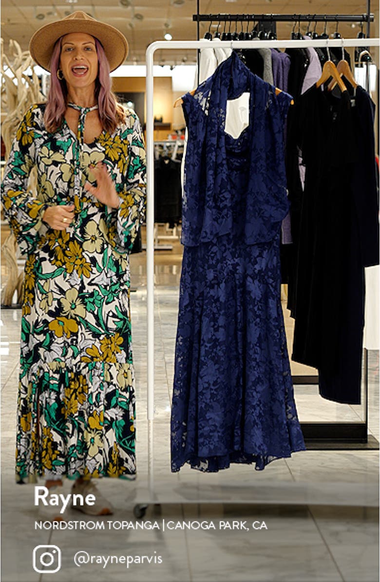 Floral Burnout Fil Coupé Dress with Shawl, sales video thumbnail