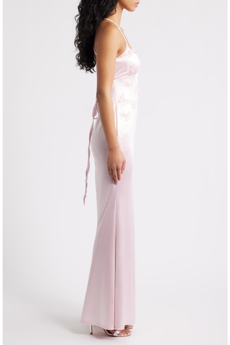 Royale Satin Lace Up Back Gown, Alternate, color, BLUSH